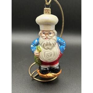 Vintage Kurt Adler Polonaise Santa Chef ornament Baker Restaurant w/Fish 1990’s